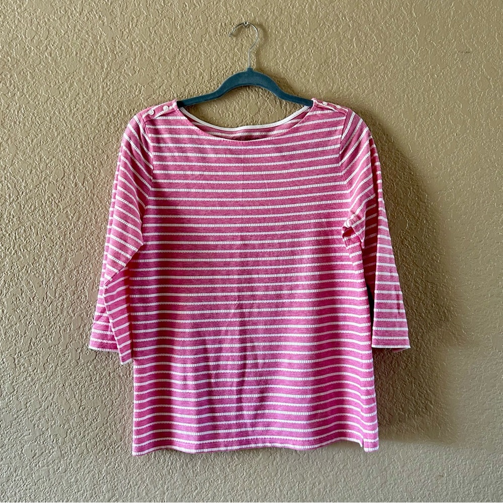 Croft & Barrow Pink and White Long Sleeve Tee